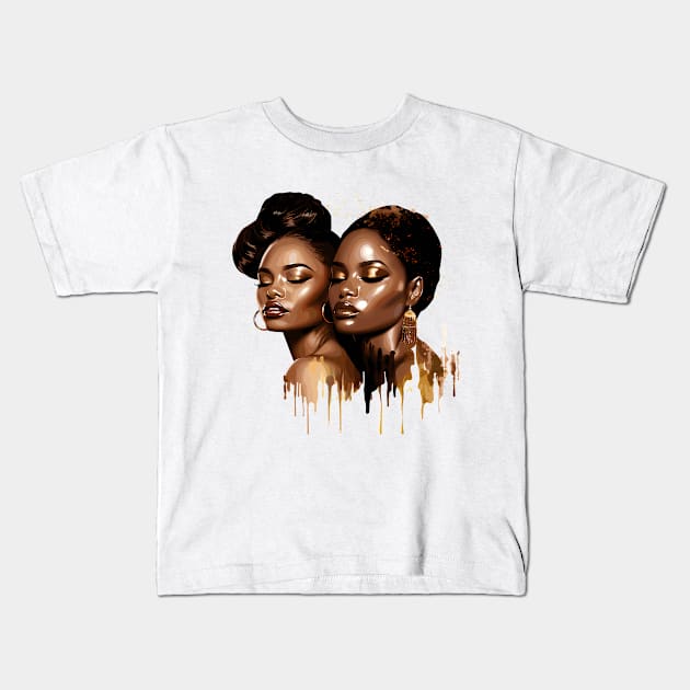 Melanin Sistas Drippin' Kids T-Shirt by Graceful Designs